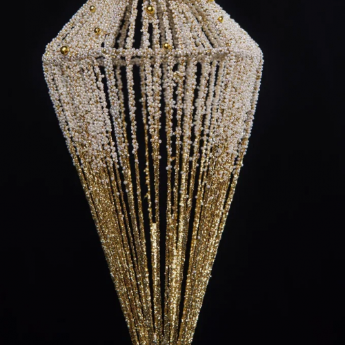 Винтажное украшение Кристалл 11х23 см., перламутр с золотом, Christmas DeLuxe (89013)