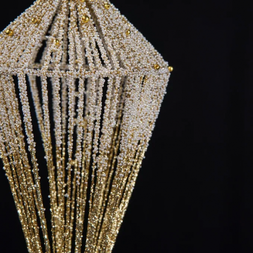 Винтажное украшение Кристалл 11х23 см., перламутр с золотом, Christmas DeLuxe (89013)