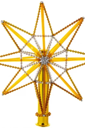 С1537/2 Елочная макушка Звезда монтажная, стекло,золото, Ёлочка