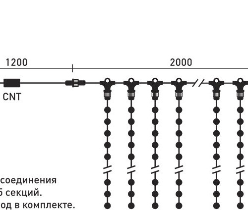 Светодиодный мерцающий занавес 2*3 м, 220V., 600 холодных белых LED ламп, прозрачный ПВХ, Beauty Led (PCL602BL-10-2W)