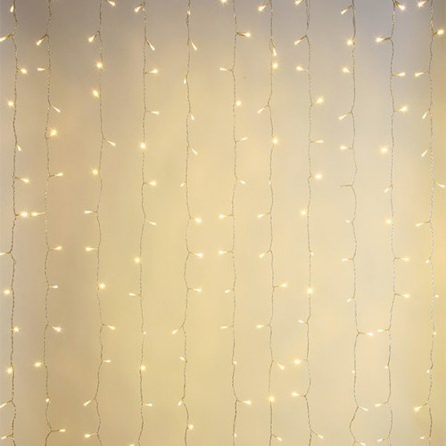 Светодиодный занавес 1*9 м, 220V., 900 теплых белых LED ламп, прозрачный ПВХ, LTC (PCL901BL-10-2WW)