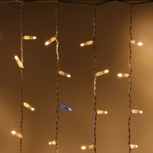 Светодиодный занавес 300 теплых белых LED ламп, 2*1.5 м., мерцание, белый провод ПВХ, Teamprof (TPF-CS2*1.5F-CW/WW)