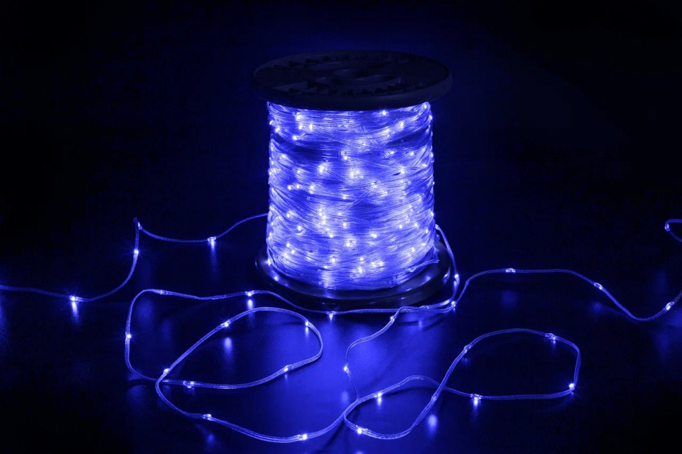 Светодиодная гирлянда "Краса" 200м, 2000 LED, 24V, синяя, статика, прозрачный провод ПВХ, Teamprof (TPF-CR200-24V-T/B)