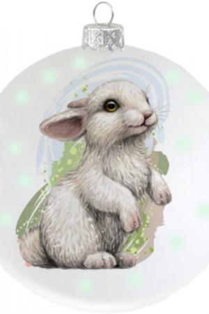 Стеклянный шар Белый кролик 100 мм., в подарочной упаковке, Коломеев (КУ-100-224125)