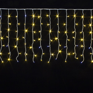 Светодиодный занавес с мерцающим диодом 5*0.7 м., 350 теплых белых LED ламп, белый провод, Winner Light (ww.03.6W.350+)