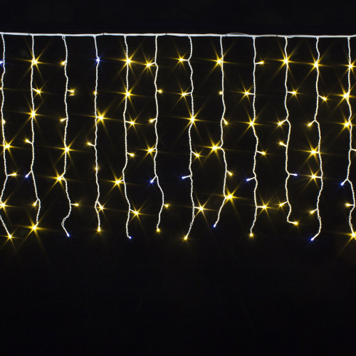 Светодиодный занавес с мерцающим диодом 5*0.7 м., 350 теплых белых LED ламп, белый провод, Winner Light (ww.03.6W.350+)