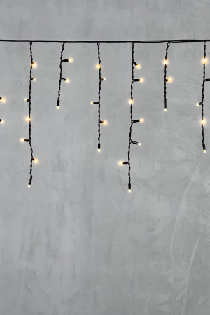 Светодиодная бахрома с колпачком 3,1*0,5 м., 120 теплых белых LED ламп, каучуковый черный провод, LTC (LL120-1-2WW)