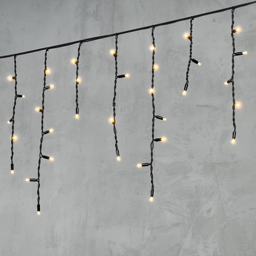 Светодиодная бахрома с колпачком 3,1*0,5 м., 120 теплых белых LED ламп, каучуковый черный провод, LTC (LL120-1-2WW)