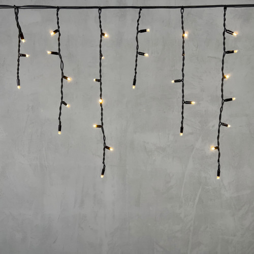 Светодиодная бахрома с колпачком 3,1*0,5 м., 120 теплых белых LED ламп, каучуковый черный провод, LTC (LL120-1-2WW)