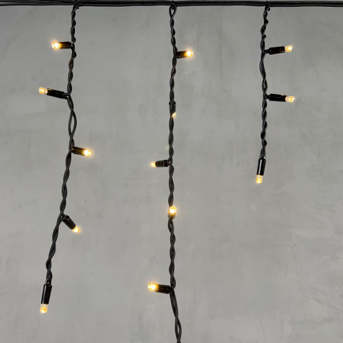 Светодиодная бахрома с колпачком 3,1*0,5 м., 120 теплых белых LED ламп, каучуковый черный провод, LTC (LL120-1-2WW)