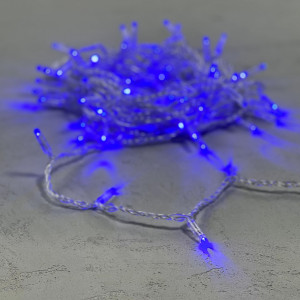 Светодиодная гирлянда с колпачком 100 синих LED ламп 10 м., 24В., прозрачный провод ПВХ, IP65, LTC (PST100CAP-10-1B)
