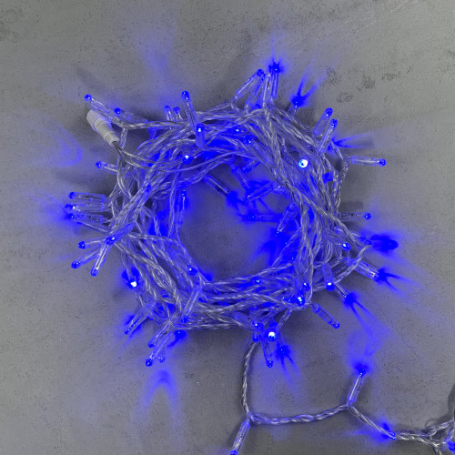 Светодиодная гирлянда с колпачком 100 синих LED ламп 10 м., 24В., прозрачный провод ПВХ, IP65, LTC (PST100CAP-10-1B)