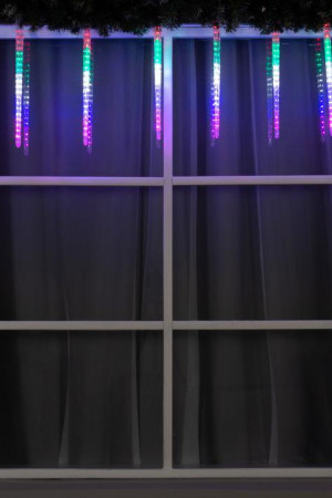 Гирлянда Сосульки рифленые 2.5×0.42 м., IP65, прозрачная нить, 288 мульти LED с эффектом стекания, 12 В., Luazon Lighting (5248348)