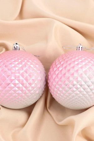 Набор шаров пластик Рельеф 10 см., 2 шт., розовый, Зимнее Волшебство (3276625)      