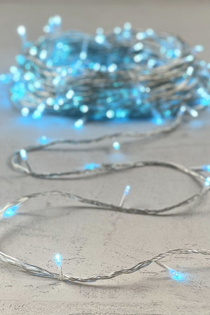 Светодиодная гирлянда с возможностью динамики 20 м., 200 небесно-голубых LED ламп, 24V., прозрачный силиконовый провод, IP65, Beauty Led (EST200-3W10-1SB)