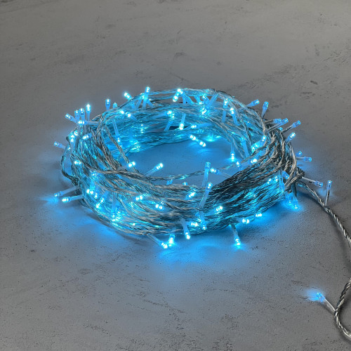 Светодиодная гирлянда с возможностью динамики 20 м., 200 небесно-голубых LED ламп, 24V., прозрачный силиконовый провод, IP65, Beauty Led (EST200-3W10-1SB)