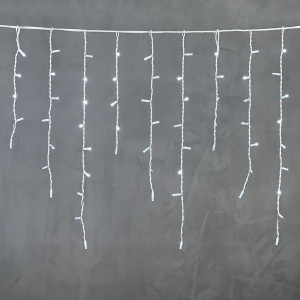 Светодиодная бахрома с колпачком 3,2*0,9 м., 168 холодных белых LED ламп, мерцание, каучуковый белый провод, LTC (LL168BLW-8-2W)