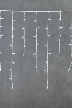 Светодиодная бахрома с колпачком 3,2*0,9 м., 168 холодных белых LED ламп, мерцание, каучуковый белый провод, LTC (LL168BLW-8-2W)