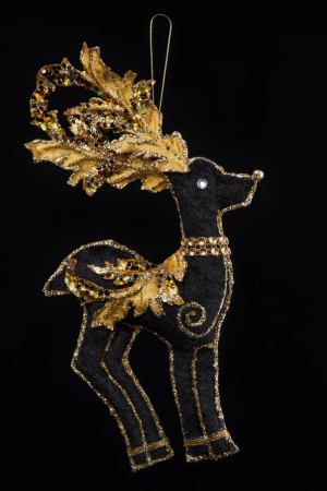 Винтажное украшение Королевский Олень 15х28 см., черный с золотом, Christmas DeLuxe (89014)