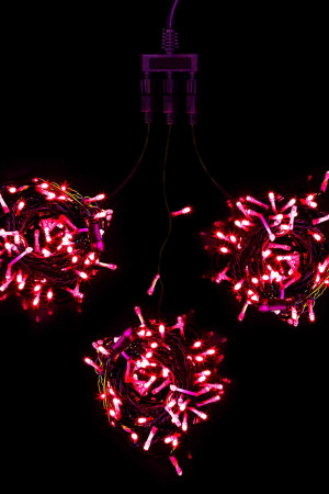 Комплект гирлянд на деревья 60 м., 3 луча по 20 м, 24V, 600 красных LED ламп, черный ПВХ, LTC (KDD600-11-1R)