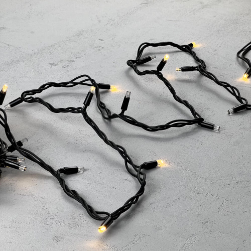 Светодиодная гирлянда Sealed с супер - мерцанием 10 м., 220V ., 75 теплых белых LED ламп, черный каучук, LTC (LL75ABL-1-2WW)
