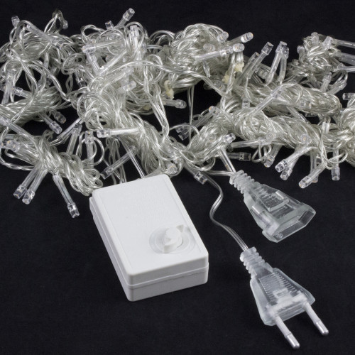 Занавес с контроллером 1.5*1 м., 220V, 100 разноцветных LED ламп, соединяемый, прозрачный провод, Winner (m.03.5T.100+)