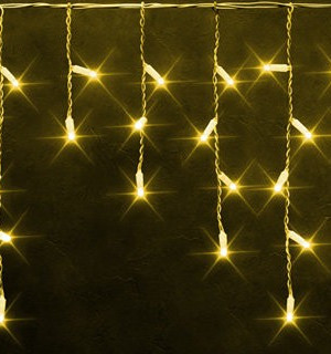 Светодиодная бахрома 3*0.5 м., 220V, 112 желтых LED ламп, герметичный колпачок, статического свечения,белый резиновый провод, Rich LED (RL-i3*0.5-RW/Y)