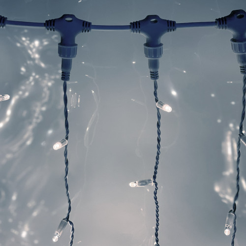 Светодиодный занавес 600 холодных белых LED ламп, 2*3 м., статика, белый провод ПВХ, Teamprof (TPF-C2*3-CW/W)