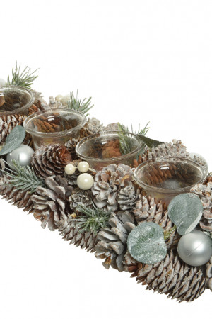 Настольная композиция - подсвечник Оливия заснеженная 15*45 см., Kaemingk (620195)