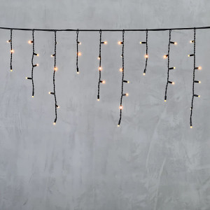 Светодиодная бахрома с колпачком 3,1*0,5 м., 120 экстра теплых белых LED ламп, каучуковый черный провод, LTC (LL120-1-2EWW)