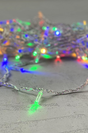 Светодиодная гирлянда с колпачком 100 разноцветных LED ламп 10 м., 24В., прозрачный провод ПВХ, IP65, LTC (PST100CAP-10-1M)