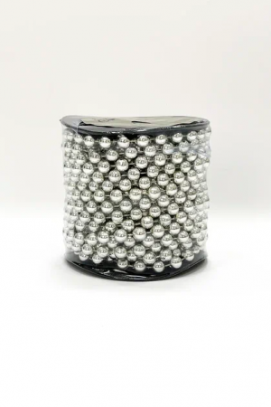 Пластиковые бусы Бисер 8 мм.*10 м., серебро, Christmas DeLuxe (87084)