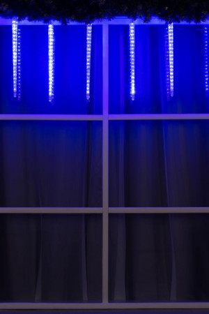 Гирлянда Сосульки рифленые 2.5×0.42 м., IP65, прозрачная нить, 288 синих LED с эффектом стекания, 12 В., Luazon Lighting (5248351)
