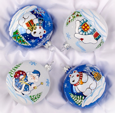 Набор стеклянных шаров Полярная сказка 4 шт., 75 мм., Ёлочка (С1806)