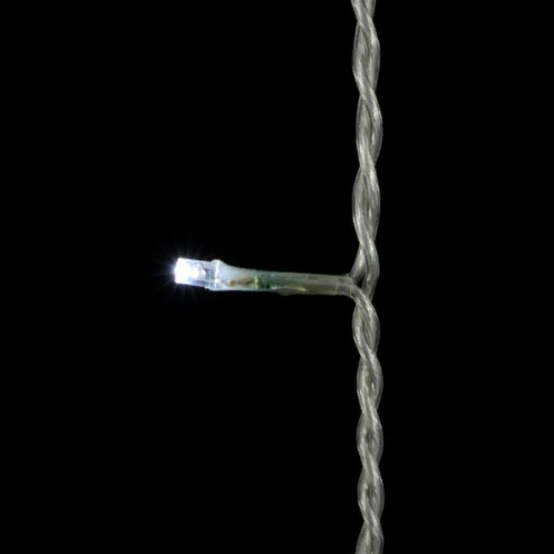 Светодиодная гирлянда с возможностью динамики 20 м., 200 холодных белых LED ламп, 24V., прозрачный силиконовый провод, IP65, Beauty Led (EST200-3W10-1W)
