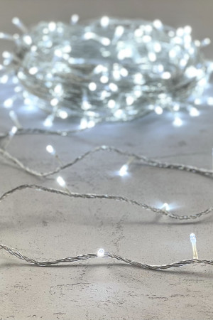 Светодиодная гирлянда с возможностью динамики 20 м., 200 холодных белых LED ламп, 24V., прозрачный силиконовый провод, IP65, Beauty Led (EST200-3W10-1W)