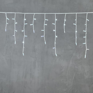 Светодиодная бахрома с колпачком 3,1*0,5 м., 120 холодных белых LED ламп, мерцание, каучуковый белый провод, LTC (LL120BLW-8-2W)