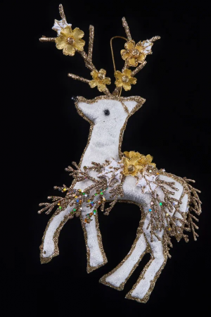 Винтажное украшение Королевский Олень, 15х28 см., кремовый с золотом, Christmas DeLuxe (89015)
