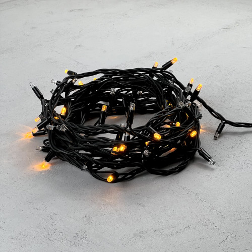 Светодиодная гирлянда Sealed с супер - мерцанием 10 м., 220V ., 75 желтых LED ламп, черный каучук, LTC (LL75ABL-1-2Y)