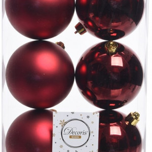 Набор пластиковых шаров Парис 80 мм, бордо, 6 шт, Kaemingk (022053)