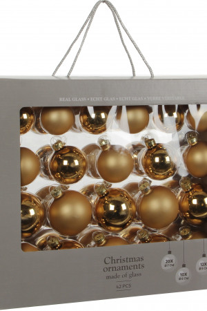 Набор стеклянных шаров Феерия 70 мм, цвет золотой, 42 шт в упаковке, House of seasons ( 83177)