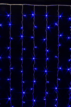 Занавес с контроллером 1.5*1 м., 220V, 100 синих LED ламп, соединяемый, прозрачный провод, Winner (B.03.5T.100+)