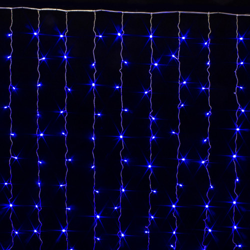 Занавес с контроллером 1.5*1 м., 220V, 100 синих LED ламп, соединяемый, прозрачный провод, Winner (B.03.5T.100+)