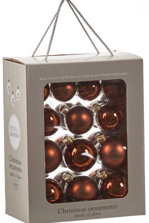Набор стеклянных шаров 70 мм, цвет коричневый, 26 шт в упаковке, House of seasons (83341)