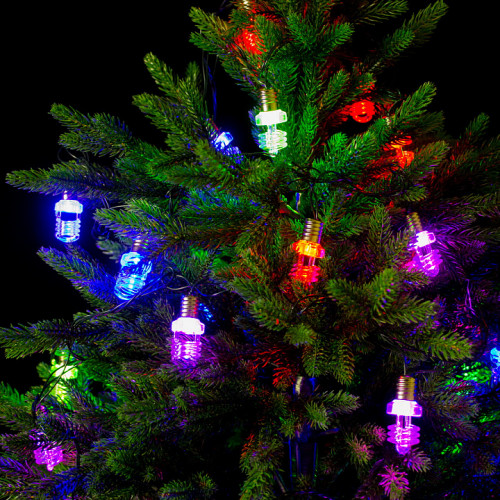 Светодиодная нить Лампочка 8 м., 40 разноцветных LED ламп, зеленый провод, Winner Light (m.01.5G.40+(12))