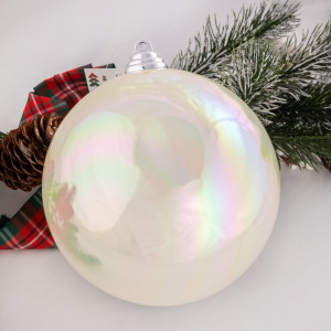 Шар пластиковый глянцевый 140 мм., белый перламутр, ЕлкиТорг (150105)