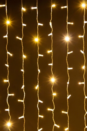 Светодиодный занавес 400 теплых белых LED ламп, 2*2 м., статика, прозрачный провод ПВХ, Teamprof (TPF-C2*2-CT/WW)