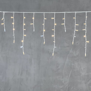 Светодиодная бахрома с колпачком 3,1*0,5 м., 120 теплых белых LED ламп, мерцание, каучуковый белый провод, LTC (LL120BLW-8-2WW)