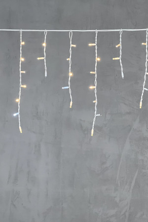 Светодиодная бахрома с колпачком 3,1*0,5 м., 120 теплых белых LED ламп, мерцание, каучуковый белый провод, LTC (LL120BLW-8-2WW)