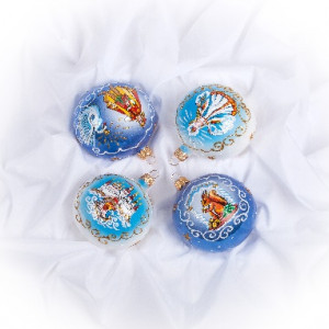 Набор стеклянных шаров Сказки Пушкина 4 шт., 75 мм., Ёлочка (С1596)